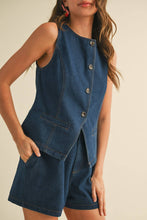 Load image into Gallery viewer, Indigo Denim Split Hem Vest