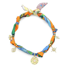 Load image into Gallery viewer, Scarf Necklace Green brown Rose flower Locket