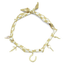 Load image into Gallery viewer, Scarf Necklace cream checkboard Large horseshoe