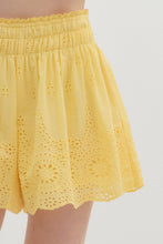 Load image into Gallery viewer, Lemon Yellow Eyelet Shorts