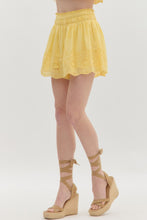 Load image into Gallery viewer, Lemon Yellow Eyelet Shorts