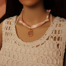 Load image into Gallery viewer, Scarf Necklace Red Beige CZ heart