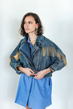 Load image into Gallery viewer, Golden Fringe Denim Jacket
