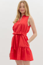 Load image into Gallery viewer, Rosie Red Scallop Trim Dress