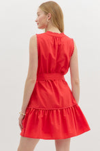 Load image into Gallery viewer, Rosie Red Scallop Trim Dress
