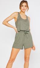 Load image into Gallery viewer, Olive Ribbed Knit Romper