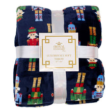 Load image into Gallery viewer, Nutcracker March Throw   Navy/Multi   50x60