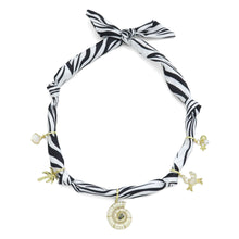 Load image into Gallery viewer, Scarf Necklace cream checkboard Large horseshoe