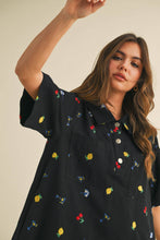 Load image into Gallery viewer, Fruitful Denim Embroidered Dress
