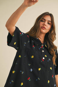 Fruitful Denim Embroidered Dress