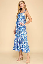 Load image into Gallery viewer, Floral Blue Back Bow Maxi Dress