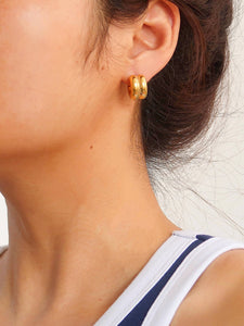 Emma Non-Tarnish Double C-Hoop Earring: Yellow Gold