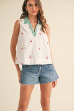 Load image into Gallery viewer, Lemon Embroidered Collar Top