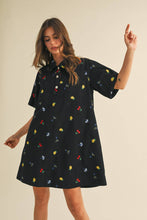 Load image into Gallery viewer, Fruitful Denim Embroidered Dress