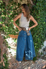 Load image into Gallery viewer, Bohemian Buttondown Denim Maxi Skirt