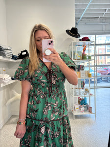 Forest Floral Green Midi Dress