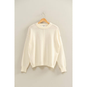 Taupe Seam Crew Neck Sweater
