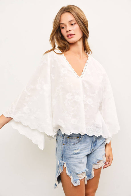 Joplin White Embroidered Tunic Top