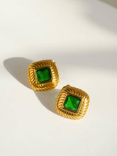 Load image into Gallery viewer, Matera 14K Gold Classic Square CZ Stud: Green / Stud-Matera