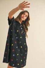 Load image into Gallery viewer, Fruitful Denim Embroidered Dress