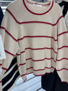 Ivory Red Striped Sweater