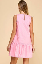 Load image into Gallery viewer, Red Dropped Waist Poplin Dress