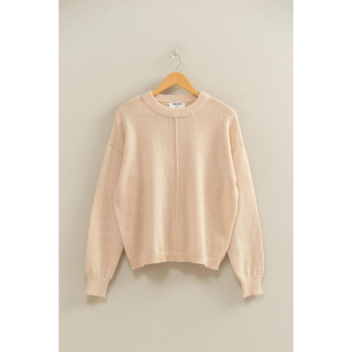 Taupe Seam Crew Neck Sweater
