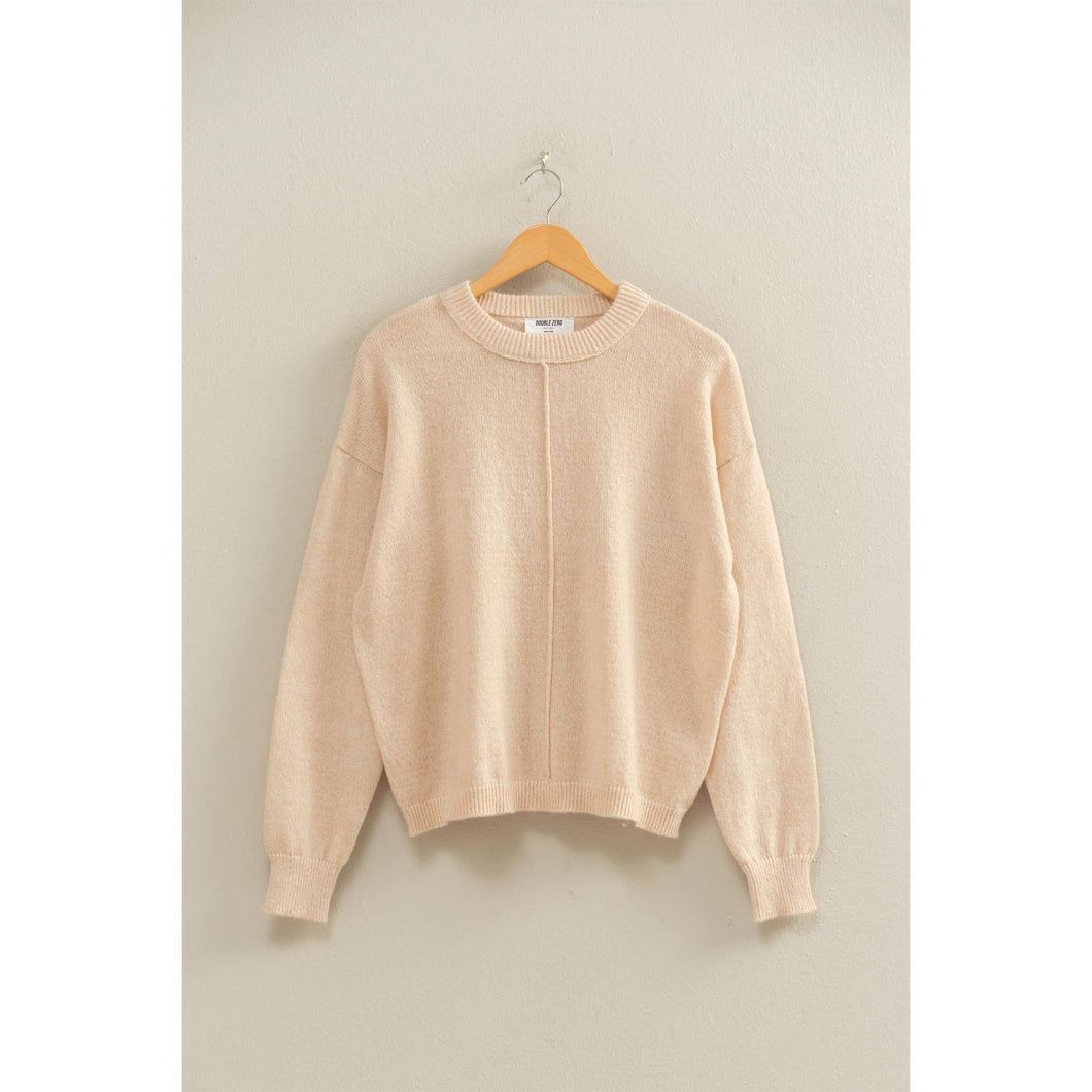 Taupe Seam Crew Neck Sweater