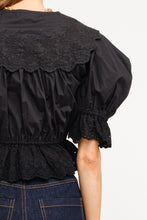 Load image into Gallery viewer, Belle Eyelet Collar Tie Front Top