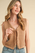 Load image into Gallery viewer, Cream Crochet Tie Vest Top