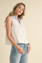 Load image into Gallery viewer, Lemon Embroidered Collar Top