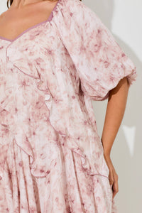 Demure Pastel Pink Floral Dress