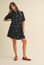 Load image into Gallery viewer, Fruitful Denim Embroidered Dress