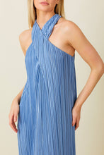 Load image into Gallery viewer, Cross Front Blue Plisse Maxi Dress