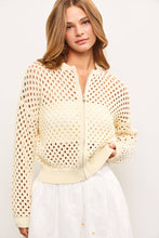 Load image into Gallery viewer, Cream Crochet Zip Up Cardigan