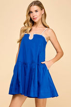 Load image into Gallery viewer, Blue Contrast Stitch Detail Dress