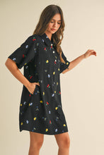 Load image into Gallery viewer, Fruitful Denim Embroidered Dress