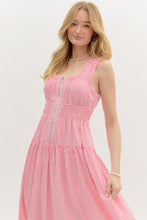 Load image into Gallery viewer, Red Striped Zipper Dress