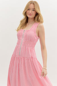 Red Striped Zipper Dress