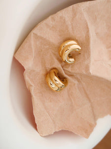 Emma Non-Tarnish Double C-Hoop Earring: Yellow Gold