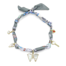 Load image into Gallery viewer, Scarf Necklace Navy Rose flower Locket