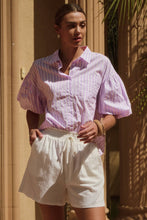 Load image into Gallery viewer, Lavender Poplin Striped Button Shirt