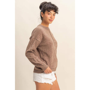 Taupe Seam Crew Neck Sweater