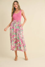 Load image into Gallery viewer, Sunny Floral Mixed Media Midi Dress