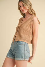 Load image into Gallery viewer, Cream Crochet Tie Vest Top