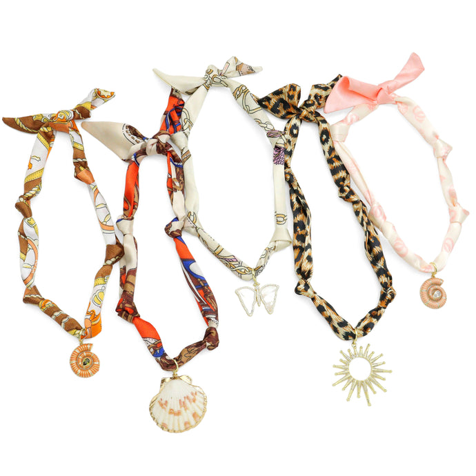 Scarf Necklace Orange Brown Heart