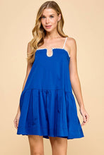 Load image into Gallery viewer, Blue Contrast Stitch Detail Dress