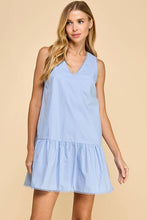 Load image into Gallery viewer, Red Dropped Waist Poplin Dress