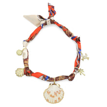 Load image into Gallery viewer, Scarf Necklace Red Beige CZ heart