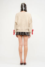 Load image into Gallery viewer, Clara Red Braid Bow Sweater